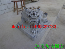 Stone carved monster lion lion rock stone made old lion stone carved piece 016