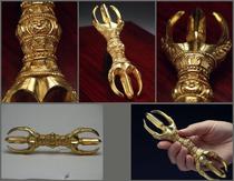 Tang Miku Zhenyangjong Qunzong Qiguo Ghost face gilded three-strand pestle Japanese Vajra Pestle