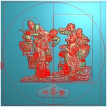 Tea tray character modeling computer fine carving drawing relief drawing engraving drawing grayscale design material size 130*130