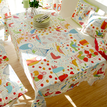 Nordic simple European tablecloth fabric cotton cover tablecloth fresh flower and bird pattern foreign trade