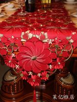 Tea Towel Table Flag Eu Style Dining Table Flag Dinner Table Cloth Art Festive Wedding Embroidered Gebouquet Large Red TV Cabinet Banner