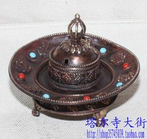 Copper incense burners incense inlaid coral turquoise hand-made incense road equipment ornaments
