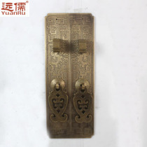 Yuanru copper sculpture copper door lock cabinet door copper handle YRG060 Chinese antique thickened length 20CM hand carved flower