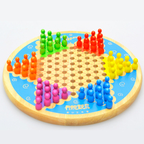 Solid wood large hexagonal checkers Parent-child interactive table games Flying adult childrens educational toys