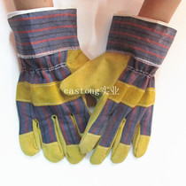 Labor protection gloves red towel gloves short leather welding gloves work gloves protective gloves wear-resistant pigskin gloves