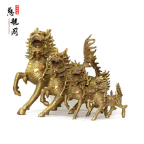 Copper unicorn ornaments a pair of pure copper large fire unicorn living room decorations home crafts Creative furnishings