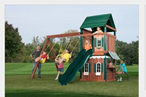 Outdoor childrens wooden slide kindergarten wooden swing combination slide large childrens climbing net non-standard equipment