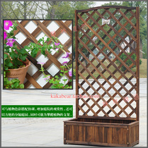 Outdoor gardening anticorrosive wood fence flower pot flower pot stand balcony grid flower stand