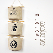 zakka storage bag hanging bag wall bedside fabric hanging storage bag nostalgic cotton linen storage bag moisture-proof single