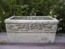 European pastoral style coarse pottery flower vase Grass green old pottery flower pot Gardening pot Rectangular ceramic flower pot