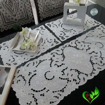 Foreign trade European linen fine beautiful Lu embroidery hand embroidery hollow plate pad Western mat table flag tablecloth 2