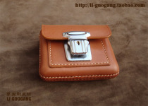  Handmade leather custom-made leather pure leather waist bag hanging bag waist string(Li Guogang leather Square)