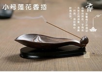 Ceramic lotus leaf incense insert retro imitation copper lotus wood base line incense to Buddha hall incense burner agarwood tea ceremony incense burner