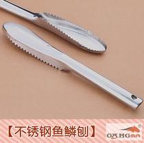 Stainless fish scale planing knife scraper scaler to remove scale brush