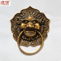 Far Confucian bronze sculpture Chinese antique brass animal head door ring handle lion head shop head YRH0051 classical door handle