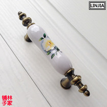 European tea lace simple pattern fine yellow ceramic green ancient handle pastoral cabinet drawer wardrobe door handle