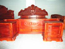 Myanmar rosewood big fruit rosewood mahogany furniture carved rose Classical European solid wood bed factory direct sales