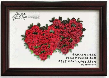Home high-end housewarming wedding wall jewelry new simulation flower art frame photo frame The true meaning of love