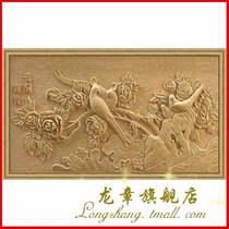 Art sandstone relief mural background wall custom-made sandstone FRP peony custom relief-blooming wealth