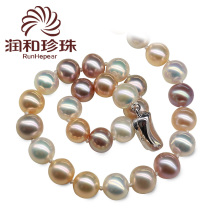 Runhe jewelry glass 8-9mm nearly round perfect color Sky Pearl necklace pearl bracelet set