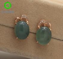 (Xing Family Workshop) Emerald Egg Face Earnail Personality Customized K Gold Inlaid Section 101759