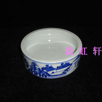  Jingdezhen Cultural Revolution Porcelain Factory goods ceramic blue and white hand-painted landscape Loulin Ashtray Cultural Revolution collection