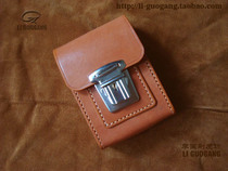  Genuine leather pure cowhide fanny pack hanging bag waist string waist wear(Li Guogang Leather Workshop)handmade leather production
