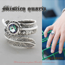 925 silver goodvibrations Thai silver open sterling silver ring feather ring mens ring womens ring