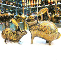 Pakistan handicrafts Pakistan bronze bronze carvings Animal auspicious son and mother rabbit Lucky Rabbit Craft gifts