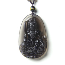 Palace Natural Ice Seed Black Dazzling Stone Ben Buddha Pendant Wench Bodhisattva Zodiac Rabbit Patron Saint God Pendant