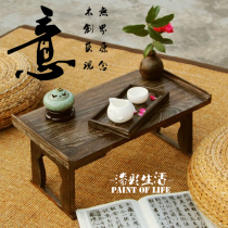 Discount cooked paulownia wooden bay window folding coffee table computer desk solid wood retro Japanese mat lazy small table