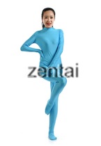 cosplay tights half pack tights chinese lycra zentai sky blue lycra tights one piece