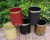 Special double-layer guest room barrel hotel trash can black household stainless steel flame retardant barrel