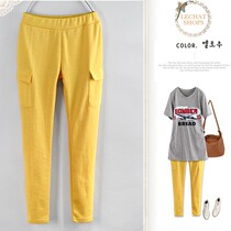 Big Code Women Dress Spring Autumn New Increase Tightness Waist Elastic Pure Color Casual Beating Underpants Sports Pants Trousers Long Pants