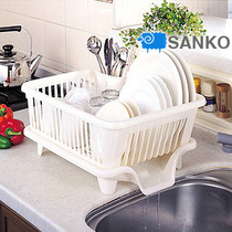 Japan Imported Kitchen Cutlery Kitchen Cutlery Racks Creative Bowls of Chopsticks Sauces Storage Racks Plastic Drain Blue Fashion Shelve