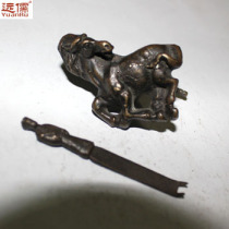 Yuanru copper carving Chinese antique pure copper padlock collection interesting copper lock zodiac horse lock YRM059