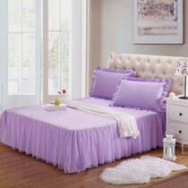 Beautiful princess style cotton bed skirt Bed cover yarn Bed skirt purple purple yarn can be customized