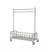 Stainless Steel Clothes Cart Hotel Lobby Delivery Cart Luggage Cart Clothes Rack Mobile Clothes Collection Cart Cooler Cart