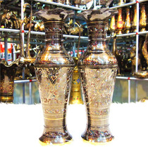 Pakistan handicrafts imported Pakistani bronze copper carving wave mouth couple vase factory direct sales