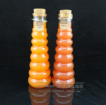 New 350ml milk tea bottle gourd-shaped cold tea bottle wood stopper bottle glass drink bottle juice cup