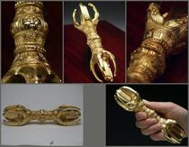 Tang Miku Zhenyangjong Qunzu Miyaku Five-strand pestle Gilded Japanese Vajra Ghost Face