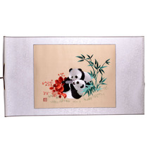 Xiang embroidery decorative painting National treasure Panda hand embroidery Non-cross stitch PR foreign affairs creative gift