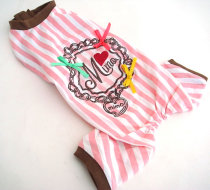 Pink striped boxers pyjamas dog clothes pet clothes