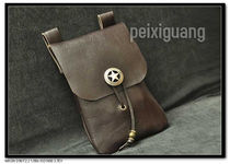 Harelocomotive Fanny Pack Cow Leather Handmade Genuine Leather Hanging Bag Retro Double 500 Chinese men and women generic peixiguang