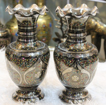 Pakistan handicrafts Bronze 12-inch color point baked silver flower mouth altar-style rich bottle factory direct BT26