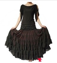 Betty dance outfit Super Pendulum Double Layer Snowspinning Small Rose Wrap Hip Morden Dance Dresses D49