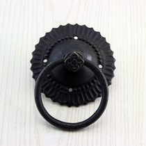 Old-fashioned antique door knocker Pure copper beast head lion head handle door cymbal Chinese door copper door knocker Copper carving door handle