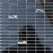 Natural marble mosaic factory direct black background white line strip waist line ground wall mosaic