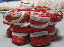 Red and white polyester cloth warning belt isolation belt cordon guard 10m roll isolation flag