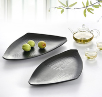 High-grade imitation porcelain black frosted A5 sushi plate Korean heat-resistant kimchi plate dessert fruit plate